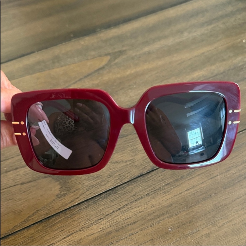 Dior Burgundy & Gold Oversized Square Sunglasses NWT